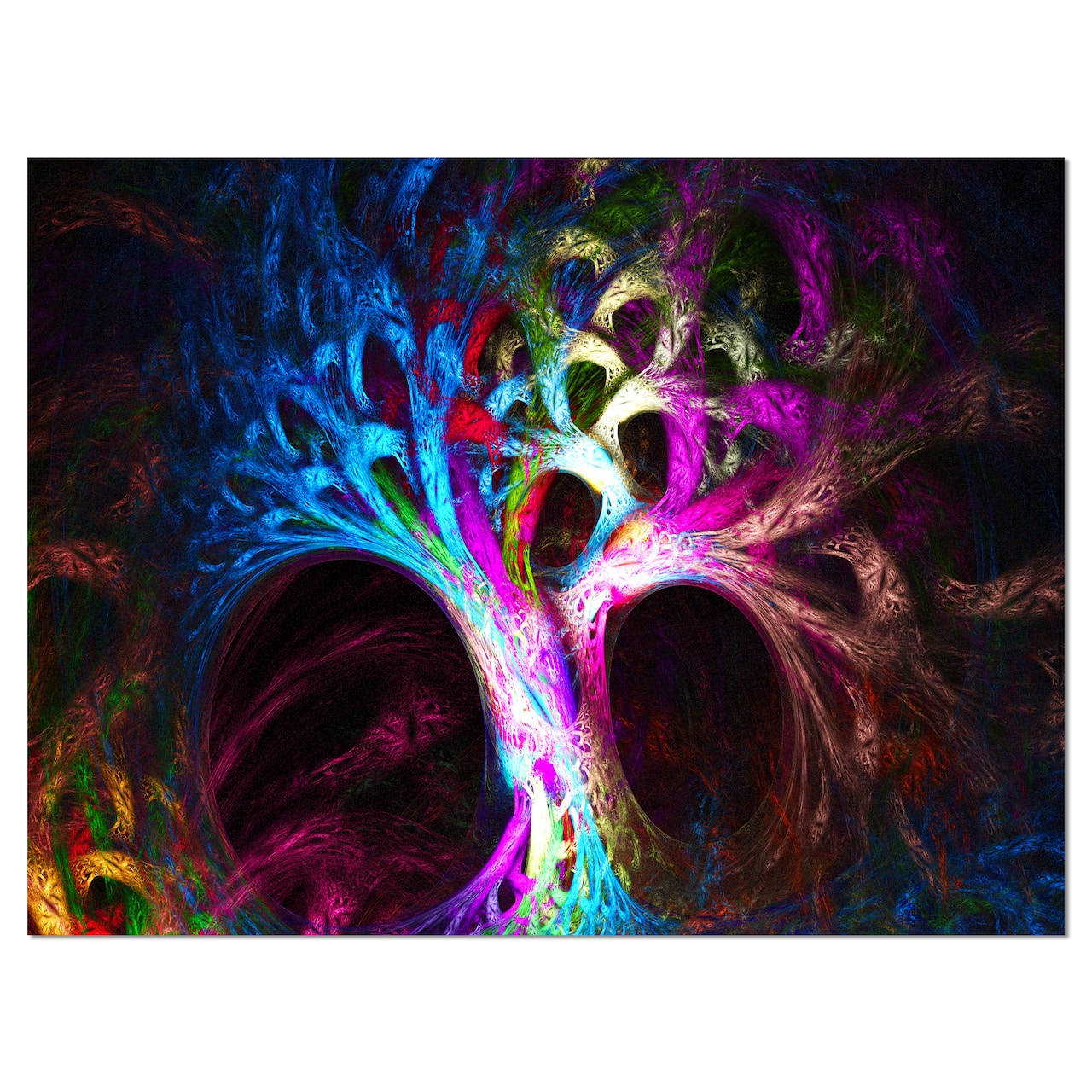 Designart - Magical Multi color Psychedelic Tree - Abstract Canvas Art Print